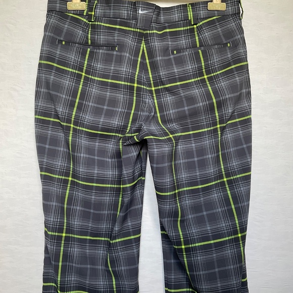 NIKE Golf Pants Golf Tour Performance Dri-Fit Grey Green Plaid 34 x 32* - Picture 4 of 14